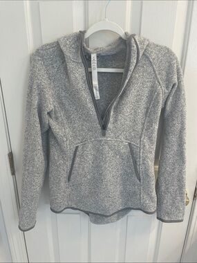 lululemon athletica Fleece and Thank You Heather Gray Half-Zip Hooded Pullover